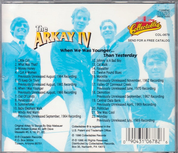 Image of Back Cover of 3514297C: CD - THE ARKAY IV, When We Was Younger... Than Yesterday (Collectables; COL-0678, US 1996, Jewel Case)   VG+/VG+