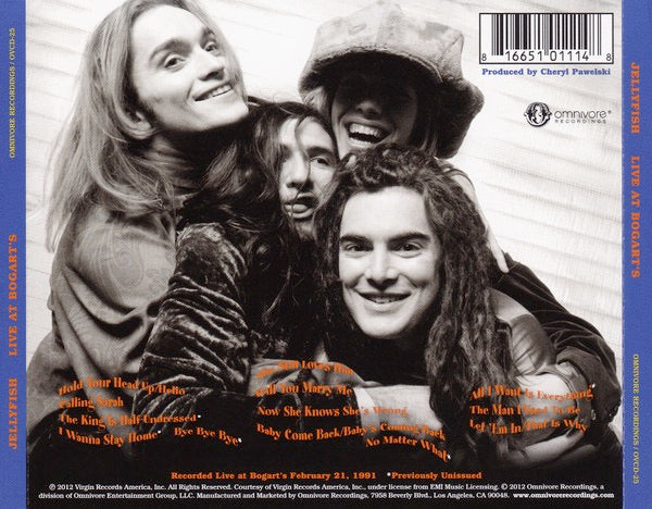 Image of Back Cover of 3514299C: CD - JELLYFISH, Live At Bogart's (Omnivore Recordings; OVCD-25, US 2012, Jewel Case)   VG+/VG+