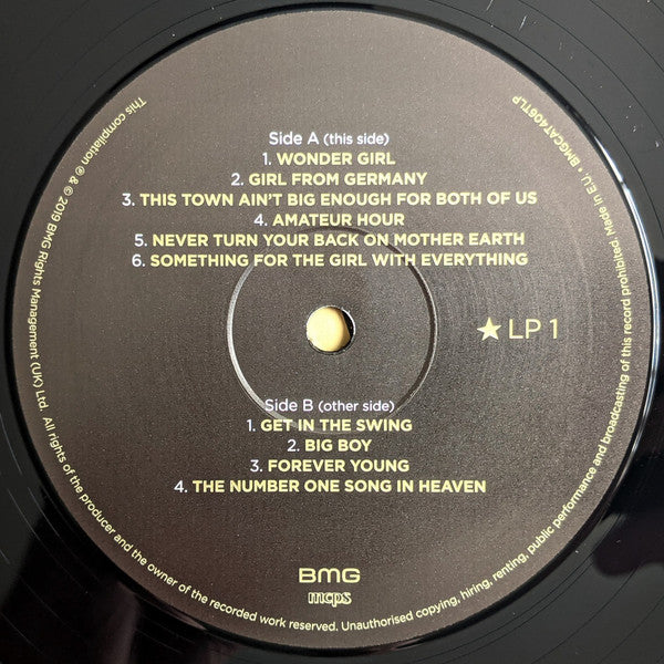 Image of Label of 3524463E: LP - SPARKS, Past Tense (The Best Of Sparks) (BMG ; BMGCAT406TLP, Europe 2019, Triple Gatefold, 3 Inners, Stereo, 50th Anniversary)   VG+/VG+