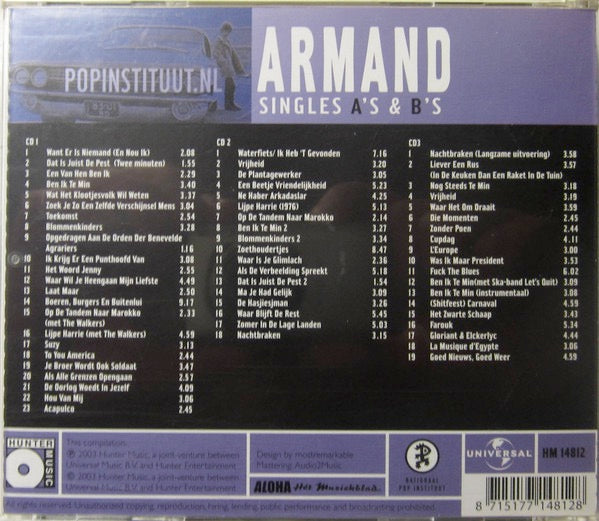 Image of Back Cover of 3514318C: 2xCD - ARMAND, Singles A's & B's (Hunter Music; HM 14822, Netherlands 2003, Double CD Case)   VG+/VG+