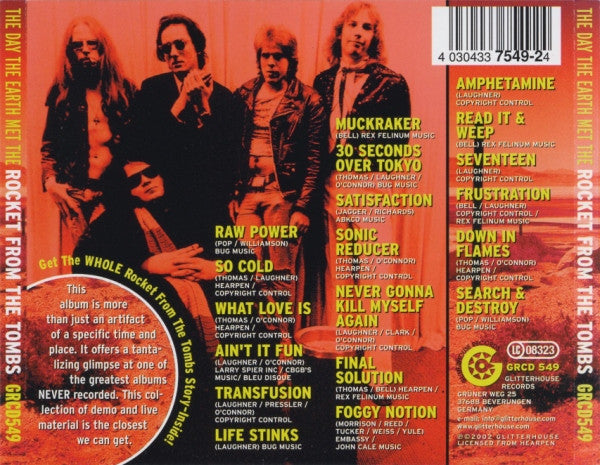 Image of Back Cover of 3554110S: CD - ROCKET FROM THE TOMBS, The Day The Earth Met The... (Glitterhouse Records; GRCD 549, Germany 2002, Jewel Case)   VG+/VG+