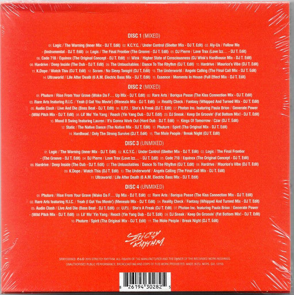 Image of Back Cover of 3534142E: 4xCD - DJ T., Strictly DJ T. (25 Years Of Strictly Rhythm) (Strictly Rhythm; SRNYC003CD, UK 2015, Card Sleeve)   EX/EX