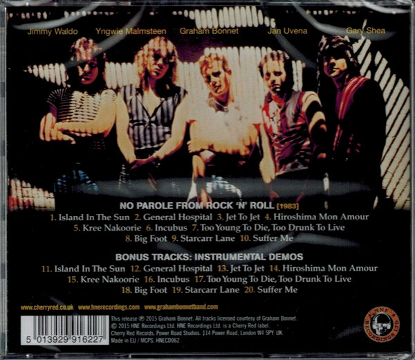 Image of Back Cover of 3514391C: CD - ALCATRAZZ, No Parole From Rock 'N' Roll (HNE Recordings Ltd; HNECD062, UK 2015 Reissue, Jewel Case)   VG+/VG+