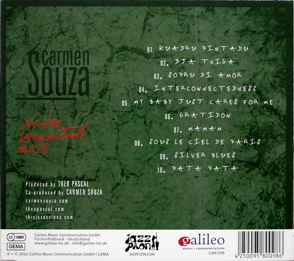 Image of Back Cover of 3534174E: CD - CARMEN SOUZA, Interconnectedness (Galileo Music Communication; GMC098, Germany 2022, Triple Gatefold, Booklet)   EX/EX