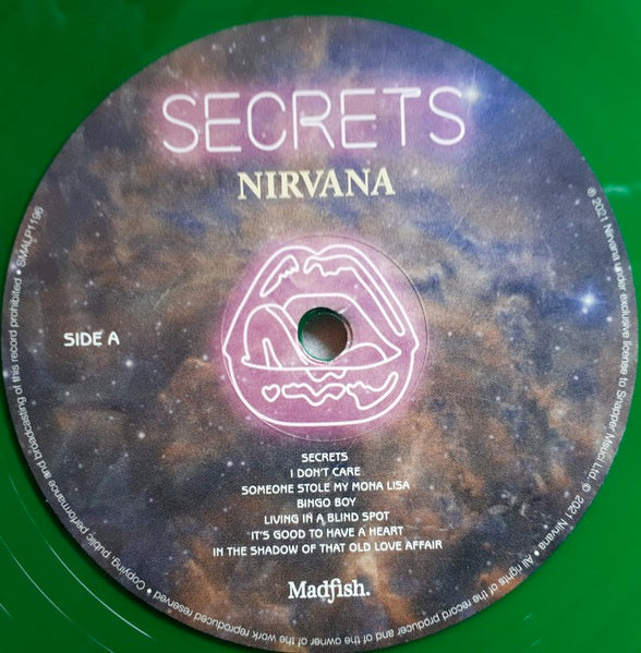 Image of Label of 3514363C: LP - NIRVANA, Secrets (Snapper Music Ltd.; SMALP1196, UK 2022, Green Vinyl) Still In Stickered Shrinkwrap  EX/VG+