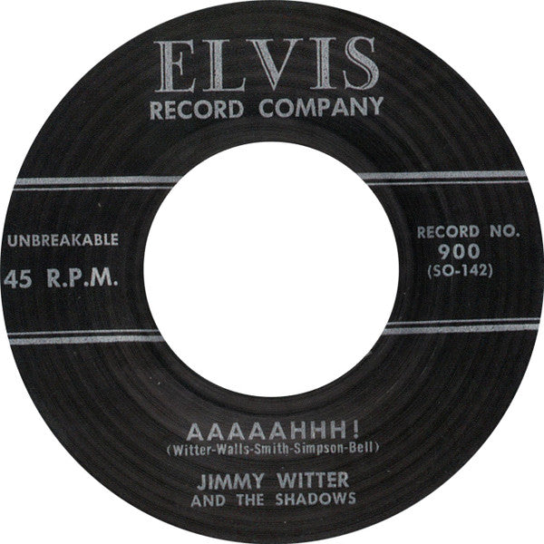 Image of Back Cover of 3524535E: 7" - JIMMY WITTER AND THE SHADOWS, If You Love My Woman / Aaaaahhh! (Elvis Record Company ; 900, UK 2010 Reissue, Grey Vinyl) Very Strong VG+  /VG+