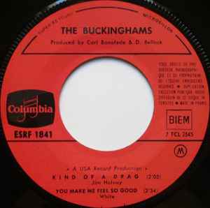 Image of Label of 3524532E: 7" EP - THE BUCKINGHAMS, Kind Of A Drag (Columbia ; ESRF 1841, France 1967, Laminated Flipback Sleeve With Title Flap) Very Strong VG, Lovely Sleeve  EX/VG