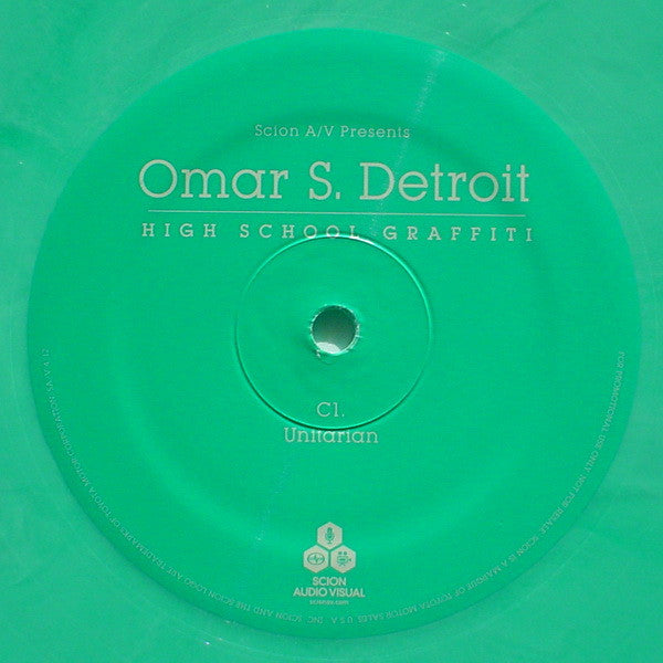 Image of Label of 3624007E: 2xLP - OMAR S. DETROIT, High School Graffiti (Scion Audio/Visual; SA/V 4/12, US 2011, Picture Sleeve, 45 RPM, Disc 1: Pink Marbled Vinyl / Disc 2: Green Marbled Vinyl.)   VG/VG+