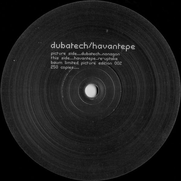 Image of Back Cover of 3624008E: 10" - DUBATECH / HAVANTEPE, Baum Limited Picture Edition 002 (Baum Limited Picture Edition; baumLPE002, Denmark 2009, Plain Sleeve, Comes in Stamped Paper Inner sleeve.)   VG/VG