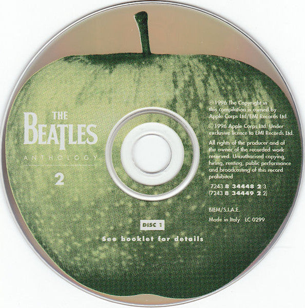 Image of Label Cover of 2xCD - VG+/VG+ - THE BEATLES, Anthology 2 (Apple Records; 7243 8 34448 2 3, Europe 1996, Double CD Case, Booklet), ,  - 3336002E