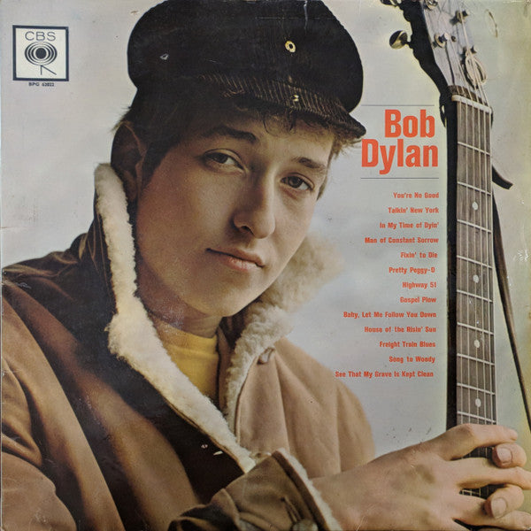 Image of Front Cover of 3624101E: LP - BOB DYLAN, Bob Dylan (CBS; BPG 62022, UK 1962, No printer credit. No"Mono" on back top right.) Lots of staining on back sleeve, creases to sleeve.   VG/G+