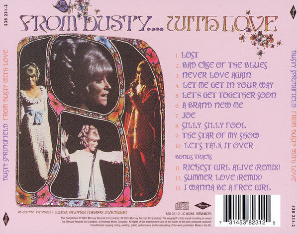 Image of Back Cover of 3634005E: CD - DUSTY SPRINGFIELD, From Dusty.... With Love (Mercury; 538 231-2, UK & Europe 2001, Jewel Case)   VG+/VG+