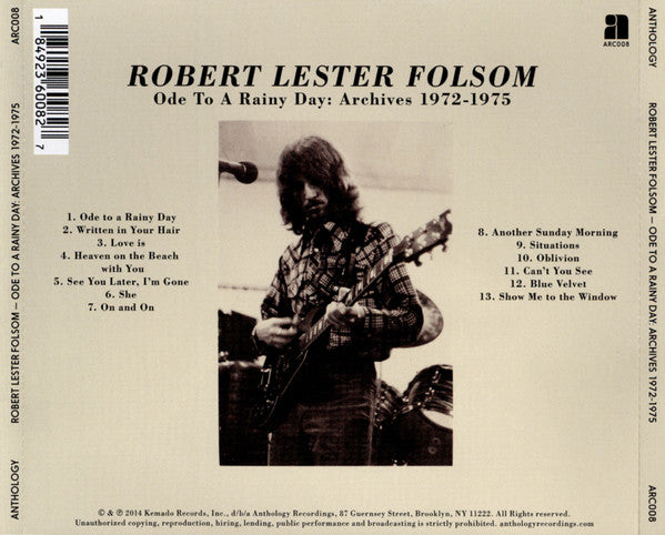 Image of Back Cover of 3634013E: CD - ROBERT LESTER FOLSOM, Ode To A Rainy Day: Archives 1972-1975 (Anthology Recordings; ARC 008 2, US 2014, Jewel Case)   VG+/VG+