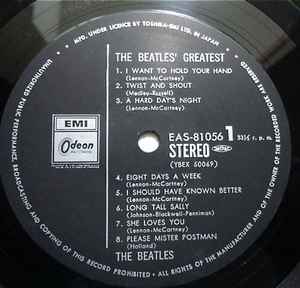 Image of Label of 3644073S: LP - THE BEATLES, Beatles' Greatest (Odeon; EAS-81056, Japan 1978 Reissue, Pasteback Sleeve, Japanse-English bio-lyric sheet insert, NO Obi) Light edge wear, No Obi  VG/VG+