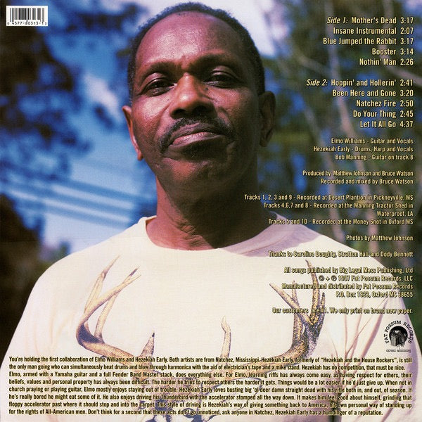 Image of Back Cover of 3614093C: LP - ELMO WILLIAMS & HEZEKIAH EARLY, Takes One To Know One (Fat Possum Records; 80313-1, US 2000s Reissue) Still In Shrinkwrap  EX/VG+