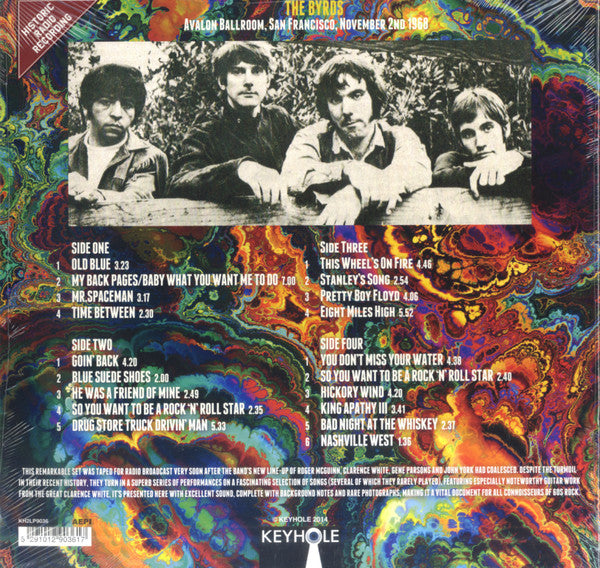 Image of Back Cover of 3624229E: LP - THE BYRDS, Avalon Ballroom, San Francisco November 2nd 1968 (Keyhole; KH2LP9036, Europe 2014, 180 Gram Vinyl) Still In Stickered Shrinkwrap  EX/EX