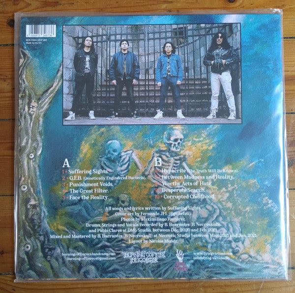 Image of Back Cover of 3624218E: LP - SUFFERING SIGHTS, When Sanity Becomes Insanity (Dying Victims Productions ; DVP 223, Germany 2022, Insert, Poster & Postcard, Sticker) Stickered Plastic Outer Sleeve  EX/EX