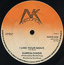 Image of Front Cover of 3624261E: 12" - KAREN DIXON / PAUL AND KAREN, I Like Your Move/ Tell Me What's Wrong (NK Records; NKRD 004, UK 1981, Plain sleeve) Marks on vinyl. Plays well  /VG