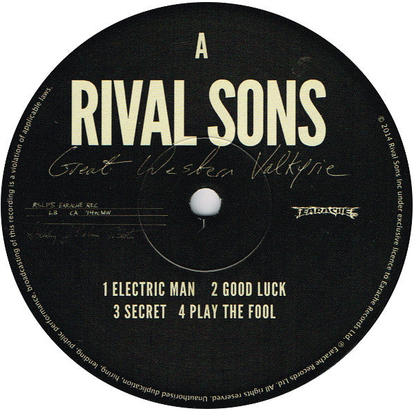 Image of Label of 3624197E: 2xLP - RIVAL SONS, Great Western Valkyrie (MOSH516LP; MOSH516LP, UK 2014, Gatefold, 2 Inners, Black Vinyl, Side D Etched) Strong VG  EX/VG