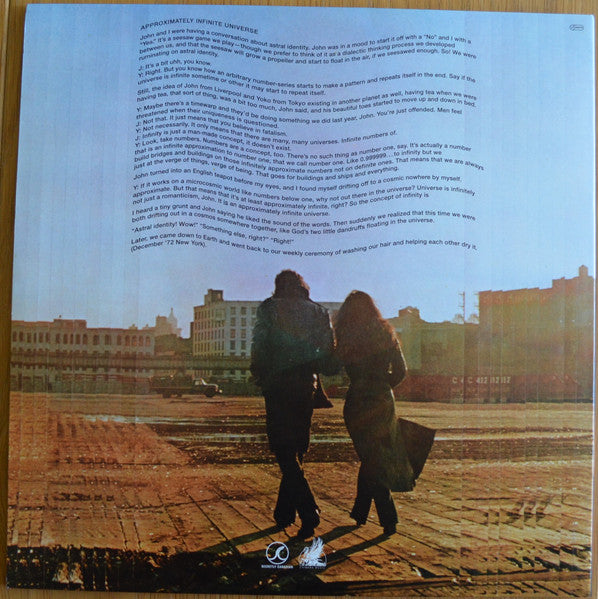 Image of Back Cover of 3624188E: 2xLP - YOKO ONO WITH PLASTIC ONO BAND, Approximately Infinite Universe (Secretly Canadian; SC283, US 2017 Reissue, Gatefold, 2 Inners & Booket, Poster, White vinyl)   VG+/VG+