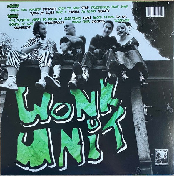 Image of Back Cover of 3614209C: LP - WONK UNIT, Uncle Daddy (Rad Girlfriend Records; RGF-123, US 2021, Insert) Barcode stickered plastic sleeve.  EX/VG+