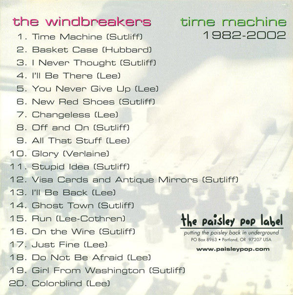 Image of Back Cover of 3654043S: CD - THE WINDBREAKERS*, Time Machine (1982 - 2002) (The Paisley Pop Label ; popcd092456, US 2003)   VG+/VG+