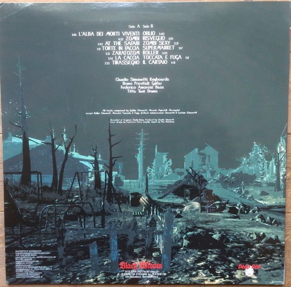 Image of Back Cover of 3614217C: LP - DAEMONIA, Zombi / Dawn Of The Dead (Black Widow Records; BWR 156, Italy 2013 Reissue, Die Cut Inner)   VG+/VG