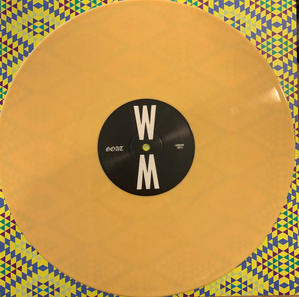 Image of Label of 3624360E: LP - GOAT, World Music (Rocket Recordings ; LAUNCH048, UK 2016 Reissue, Die Cut Sleeve, Inner, Mustard Coloured Vinyl) Strong VG, One Of The Ms Is Torn Off And A Few Are Creased  VG/VG