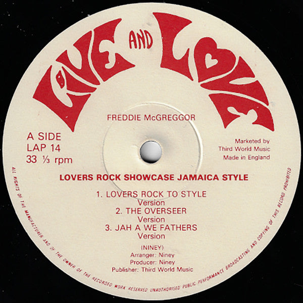 Image of Front Cover of 3624326E: LP - FREDDIE MCGREGOR, Lovers Rock Showcase Jamaica Style (Live And Love; LAP 14, UK 1981, Plain Sleeve)   /G