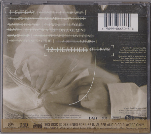 Image of Back Cover of 3654049S: CD - DAVID BOWIE, Heathen (Columbia; CS 86630, US 2002, Jewel Case, sacd)   VG+/VG+