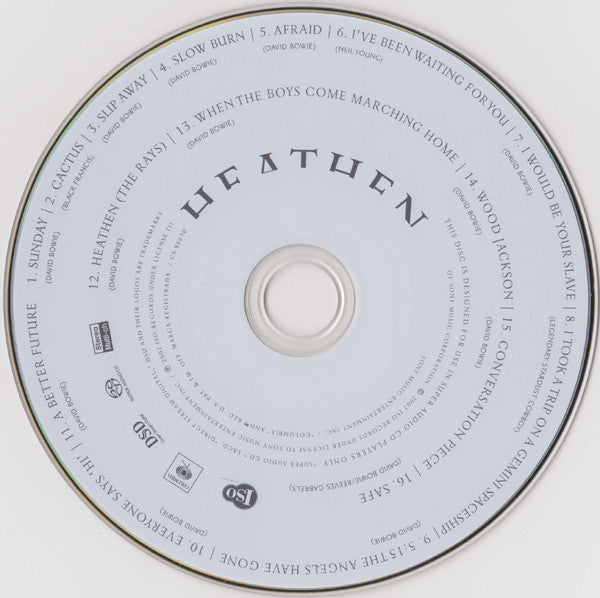 Image of Label of 3654049S: CD - DAVID BOWIE, Heathen (Columbia; CS 86630, US 2002, Jewel Case, sacd)   VG+/VG+