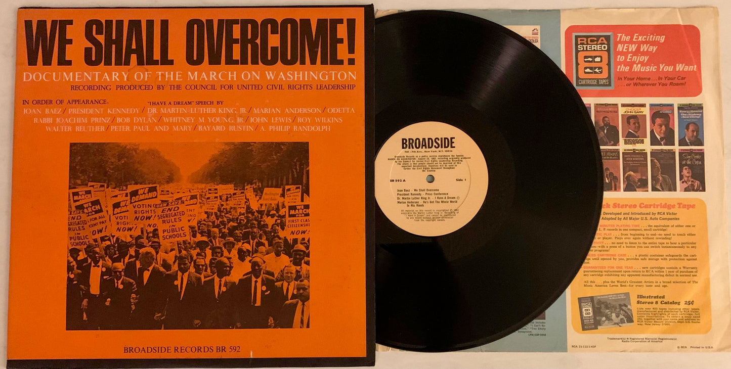 Image of Front Cover of 3614349C: LP - VARIOUS, We Shall Overcome! (Documentary Of The March On Washington) (Folkways Records; FD 5592, US 1960s, Folkways style sleeve) Record has storage marks. Sleeve stained and scuffed with pen on front  VG/VG