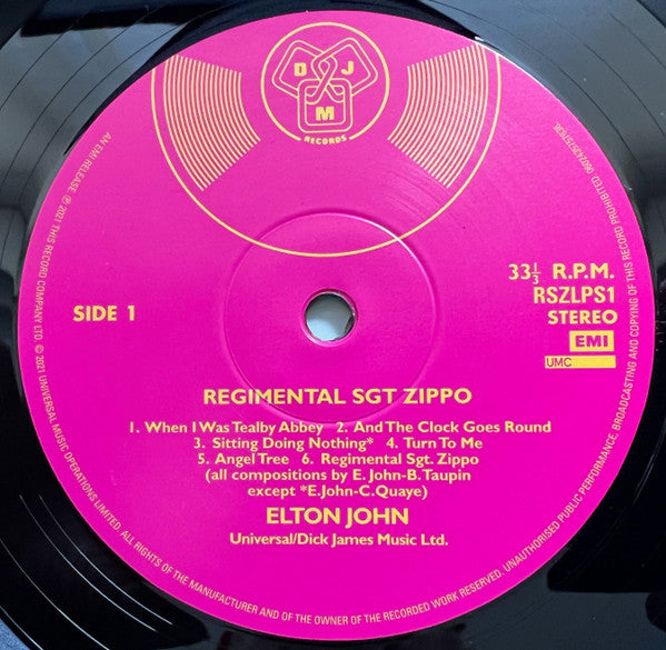 Image of Label of 3624170E: LP - ELTON JOHN, Regimental Sgt. Zippo (Rocket Entertainment; 0602435757636, Worldwide 2022, Inner)   EX/VG+