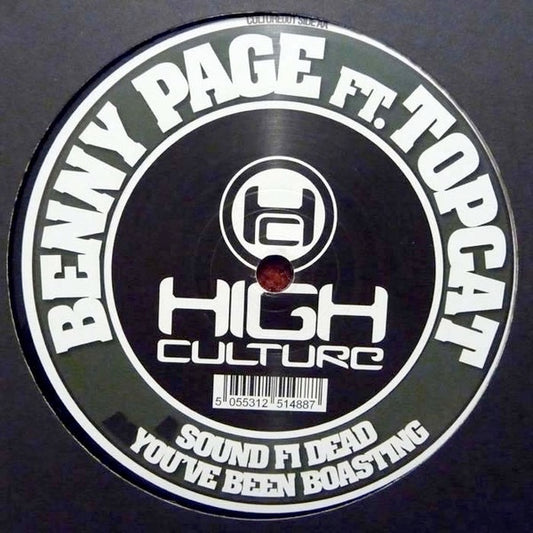 Image of Front Cover of 3614439C: 12" - BENNY PAGE FEAT. TOPCAT, Sound Fi Dead / You've Been Boasting (High Culture; CULTURE001, UK 2011) Writing on label in marker pen  /VG