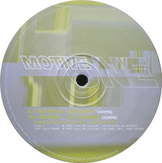 Image of Front Cover of 3614440C: 12" - MOTIVE ONE, Technical Wizardry (Certificate 18; CERT1814, UK 1995)   /VG