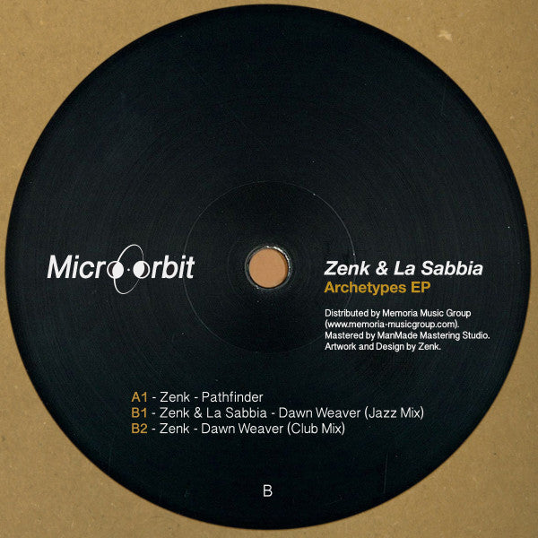 Image of Front Cover of 3624461E: 12" EP - ZENK, LA SABBIA, Archetypes Ep (Micro Orbit Records; MCRB001, Italy 2017, Plain Brown Card Sleeve)   /VG