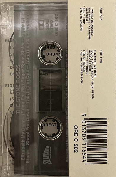 Image of Back Cover of 3634254E: Cassette - THE STONE ROSES, The Stone Roses (Silvertone Records; ORE C 502, Australasia 1989)   VG+/VG