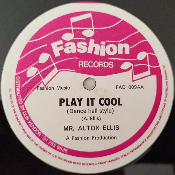 Image of Label Cover of 12" - VG/G+ - ALTON ELLIS, Play It Cool (Fashion Records ; FAD 009, UK 1981, Company Sleeve), Lots of light marks, plays fine. Sleeve taped around edges.,  - 2516162C