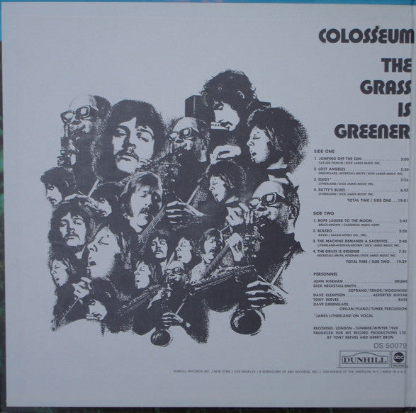 Image of Back Cover of 3724027E: LP - COLOSSEUM, The Grass Is Greener (Dunhill; DS 50079, US 1970)   G+/G