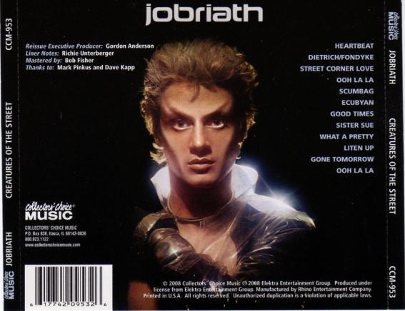 Image of Back Cover of 3714111C: CD - JOBRIATH, Creatures Of The Street (Collectors' Choice Music; CCM-953, US 2008 Reissue, Jewel Case)   VG+/VG+