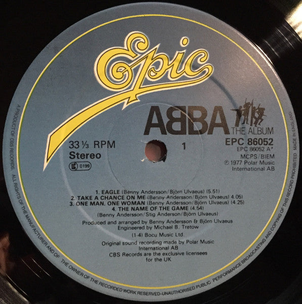 Image of Label Cover of 4644047S: LP - ABBA, The Album (Epic Dark Blue / Coloured Logo; EPC 86052, UK 1977) Edge and Ring Wear  VG/VG+