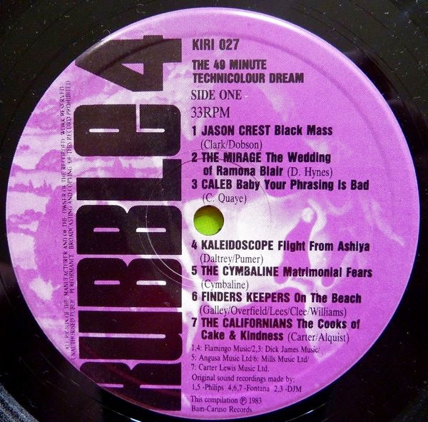Image of Label Cover of LP - VG+/VG - VARIOUS, The 49 Minute Technicolour Dream (Bam-Caruso Records; KIRI 027, UK 1984, Insert), Strong VG,  - 3026130E