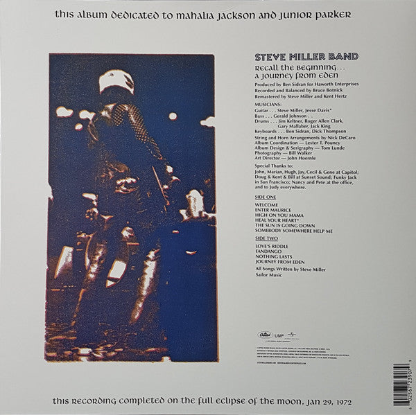 Image of Back Cover of 3744191S: LP - STEVE MILLER BAND, Recall The Beginning... A Journey From Eden (Capitol Records; 00602567239079, Worldwide 2018 Reissue, Gatefold, Remastered) Cover in shrink with hype sticker. Strong EX, appears unplayed.   VG+/EX