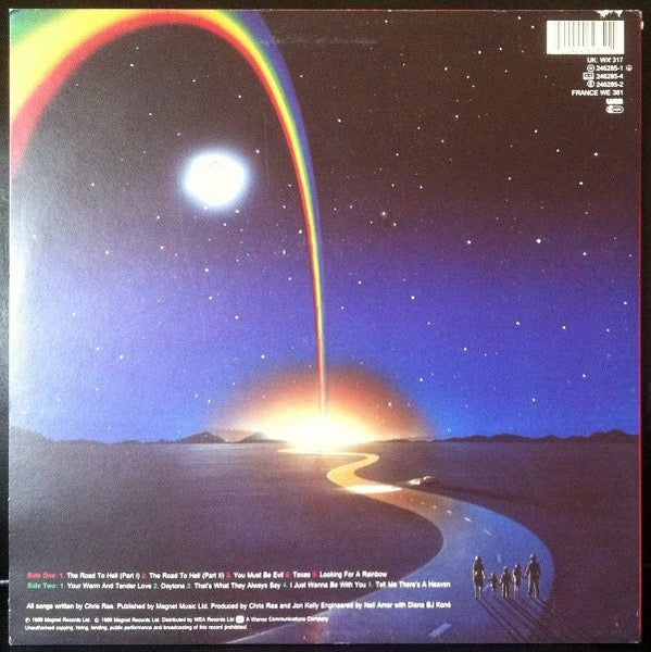 Image of Back Cover of LP - VG/VG - CHRIS REA, The Road To Hell (WEA; 246285-1, Europe 1989, Inner, WX 317 Matrix), ,  - 2426115E