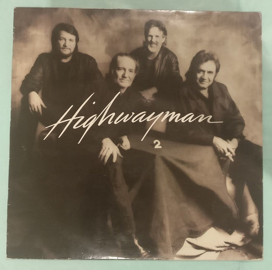 Image of Front Cover of LP - G+/G+ - WAYLON JENNINGS, WILLIE NELSON, JOHNNY CASH, KRIS KRISTOFFERSON, Highwayman 2 (CBS; 466652 1, UK 1990), Sleeve intact but worn, gold promo stamped. Plays with background noise on the run-ins/quiet bits.,  - 3016217C