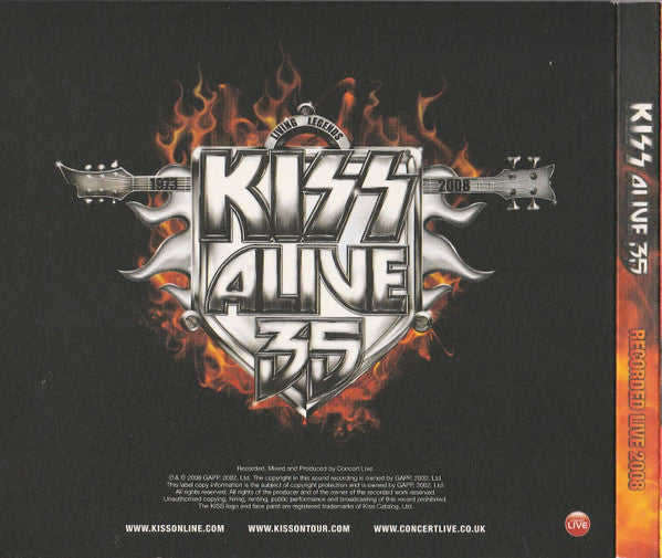 Image of Back Cover of 3734149E: 2xCD - KISS, Kiss Alive 35 - 05/27/08 Helsinki, Finland (Concert Live; none, Finland 2008, Digipak)   VG+/VG+