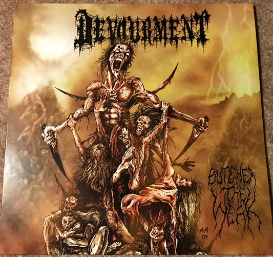 Image of Front Cover of 3854016S: LP - DEVOURMENT, Butcher The Weak (Unique Leader Records; ULR00645LP, US 2017, Inner, Remastered, Mustard and Black)   NEW/NEW