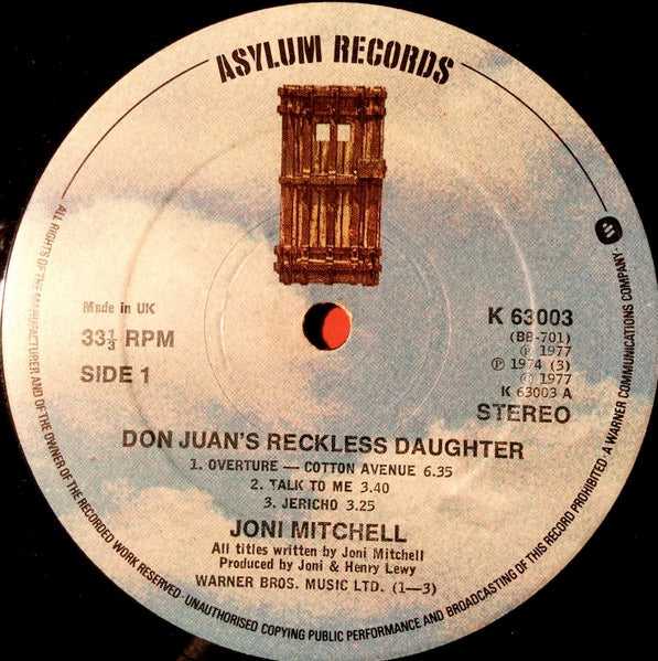 Image of Label Cover of 2xLP - VG/VG - JONI MITCHELL, Don Juan's Reckless Daughter (Asylum Records; K 63003, UK 1977, Gatefold, 2 Inners), NB 1978 sleeve, LPs are 77 matrix,  - 3846064S