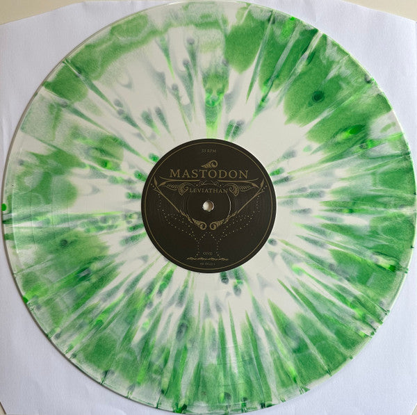 Image of Label Cover of 5134151E: LP - MASTODON, Leviathan (Relapse Records; RR6622-1, US 2024 Reissue, Insert, White, & Emerald Green Splatter vinyl, Gatefold jacket with gold foil stamping and a lyric insert sheet.)   NEW/NEW