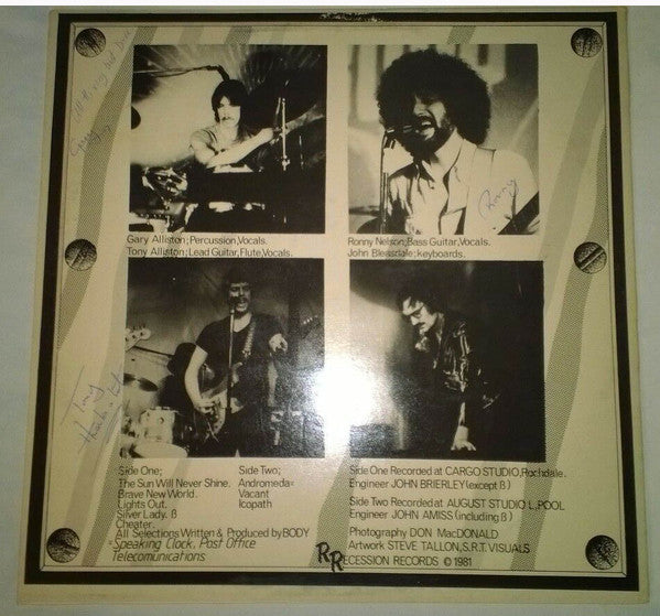 Image of Back Cover of LP - VG/VG - BODY, The Body Album (Recession; RR01, UK 1981, NO Magazine), ,  - 3624450E